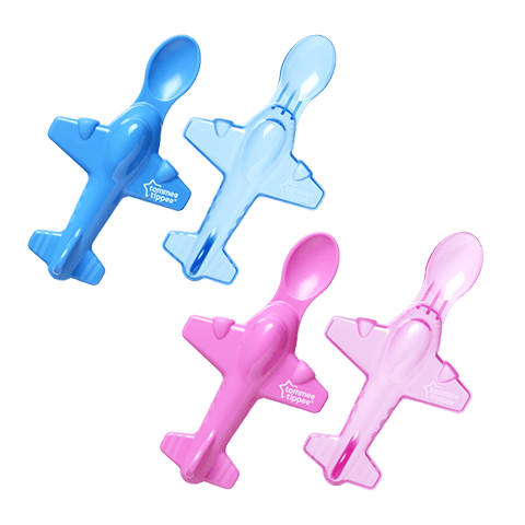 aeroplane spoons pink and blue 