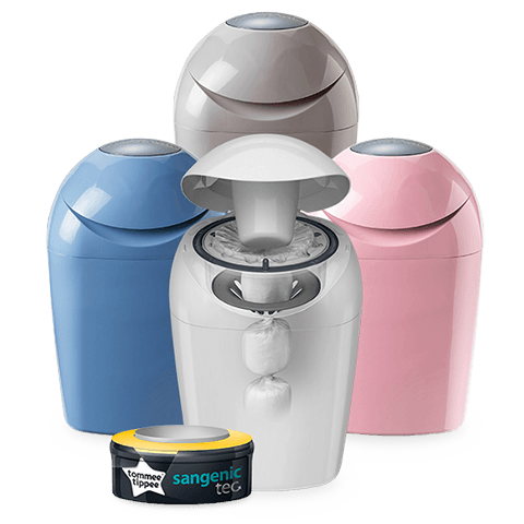 Sangenic Tec Nappy Disposal System Blue, White, Pink, Grey 