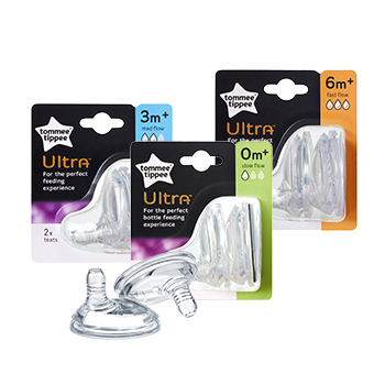 Ultra Bottle Nipples showing packets and clear nipples